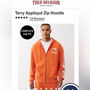 True Religion Vibrant Orange Zip Hoodie